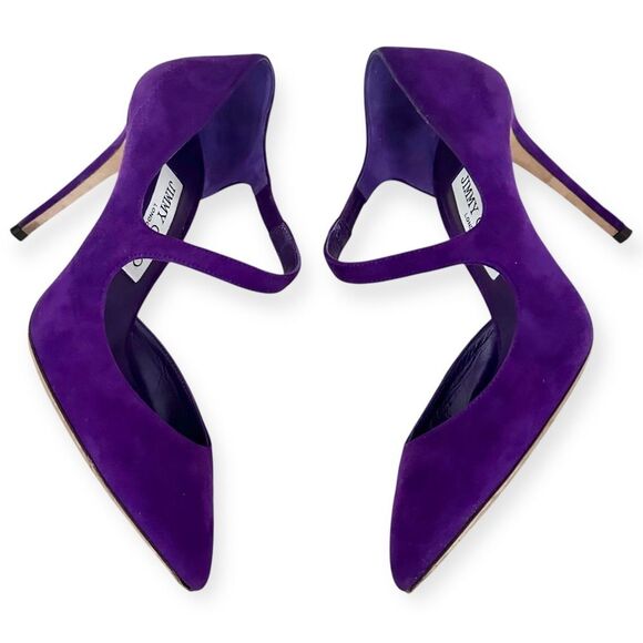 Jimmy Choo Davos 100 Suede Purple Pump Size 37 7 US - Picture 3 of 10